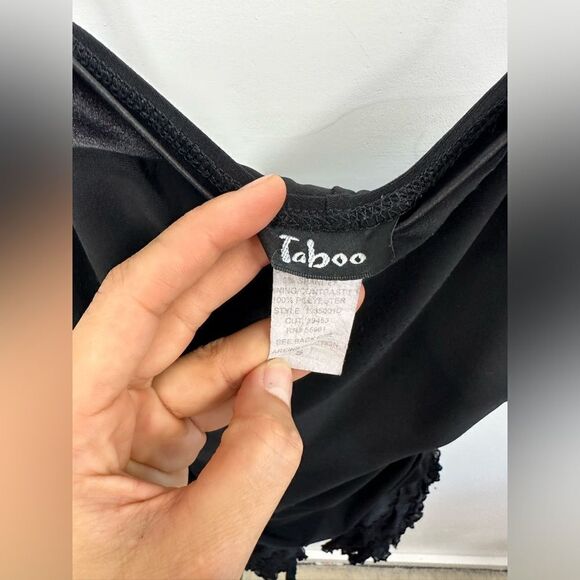 Vintage Y2K Black Spaghetti Strap Ruffle Hem Square Neck Party Mini Dress S - Picture 9 of 11